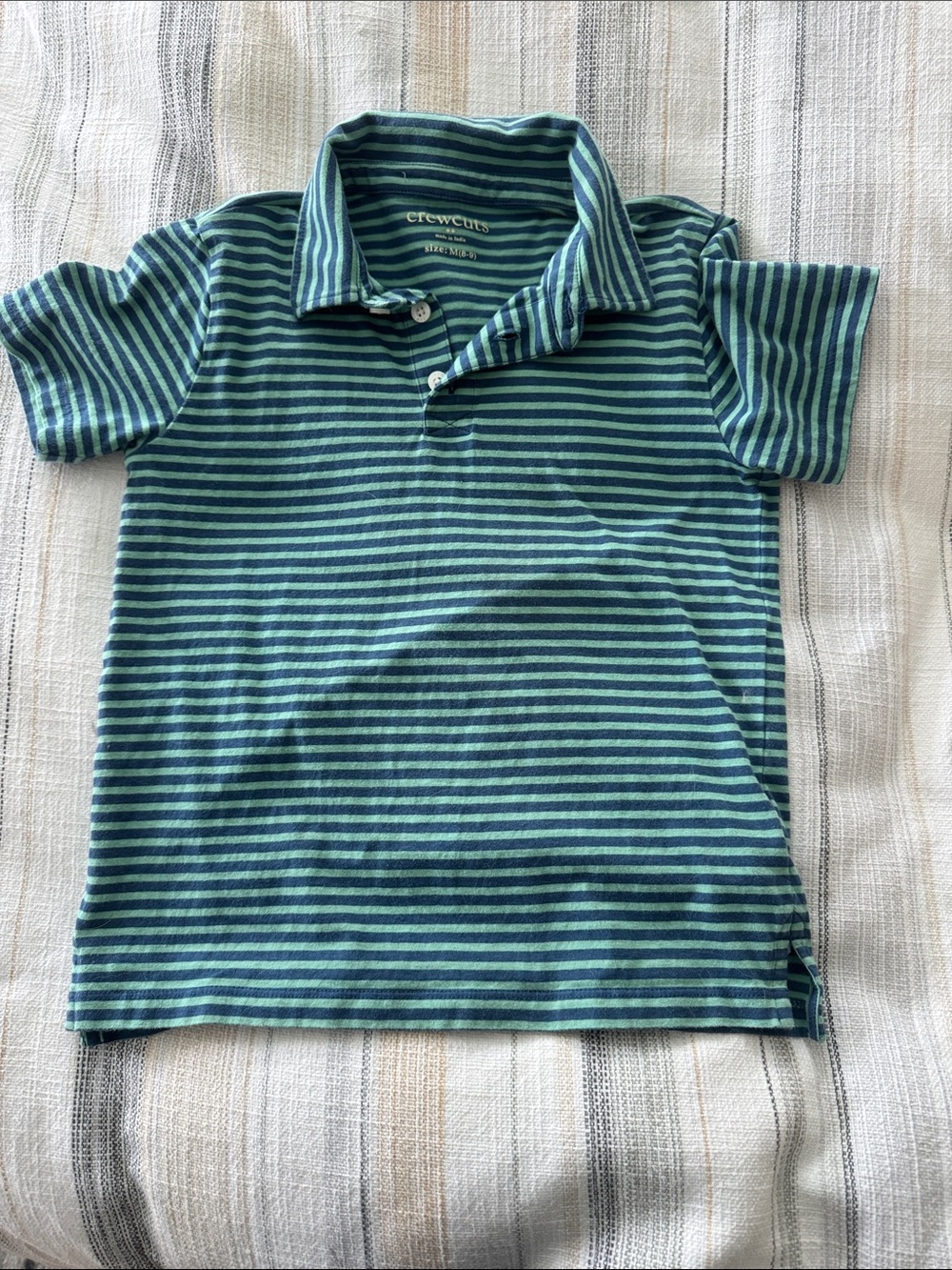 Crewcuts Blue & Teal Striped Polo